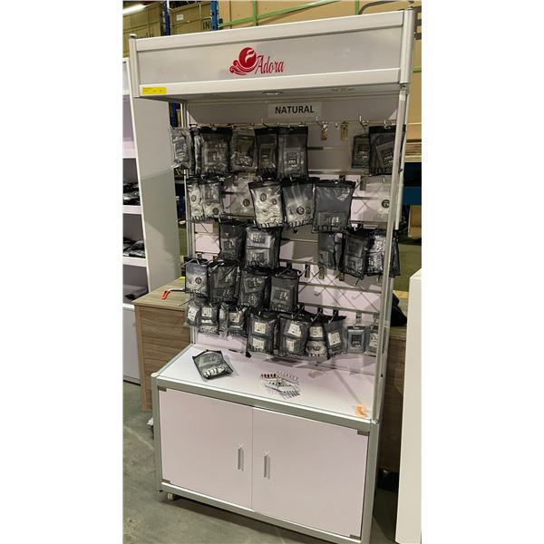 Nail Supply Shelving & Display Rack/cabinet (approx 82in x 39in x 10in) w/ assorted nail supplies