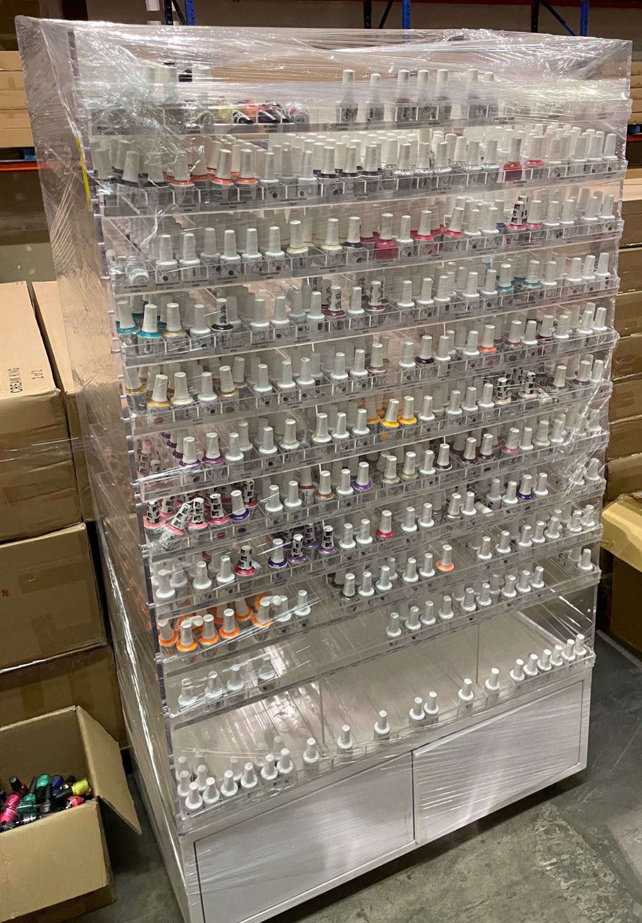 Nail Supply Shelving & Display Rack (approx 70in x 40in x22in) w ...