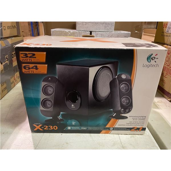 NEW Logitech X-230 Adrenaline dual driver satellite subwoofer PC speaker system