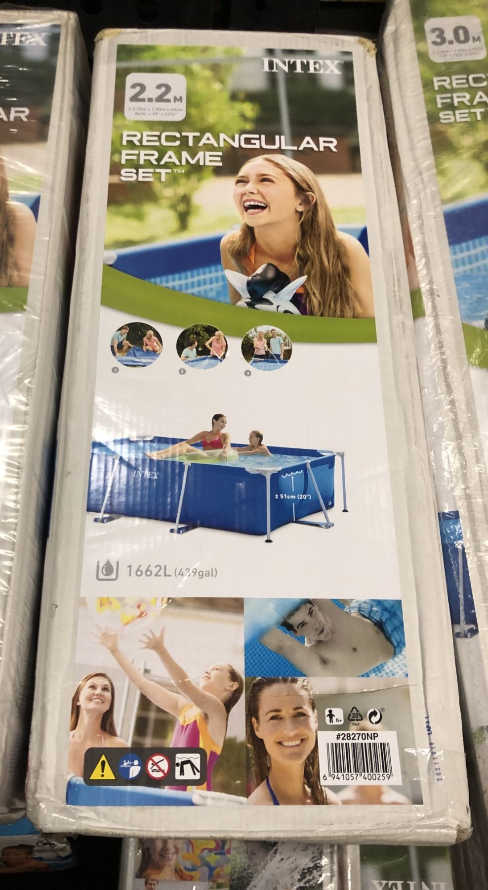 Intex 2.2M +- 2.20m x 1.5m x 60cm rectangular frame set pool