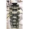 Image 2 : WEIGHTS STAND, 2 X 30LBS, 2 X 25LBS, 2 X 20LBS, 2 X 15LBS, 2 X 10LBS, 2 X 5LBS
