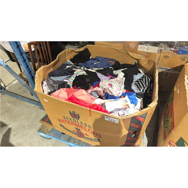 BIN OF ASSORTED CLOTHING