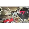 Image 2 : SHELF LOT OF COMPOUND MITRE SAW, GRINDER AND BAG OF TOOLS