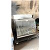Image 1 : AIR GLASS DISPLAY CABINET (NO SHELVES) AND 2 DAMAGED FOLDING TABLES