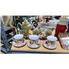 Image 2 : 2 SHELVES OF MOVING SALE SIGNS, TEA CUPS, SPOONS AND MORE