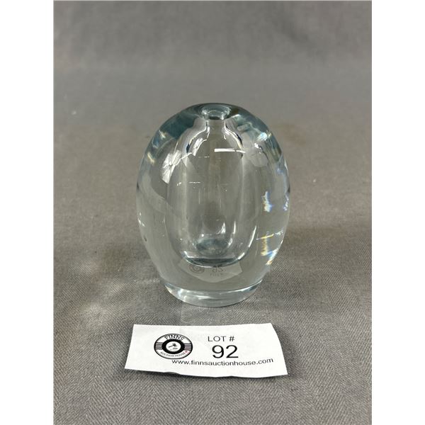 Small Heavy Clear Glass Bud Vase. Approx. 4"H