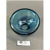 Image 1 : Interesting Double Walled Blue Glass Slanted Bowl - Signed. Approx. 7" Diam