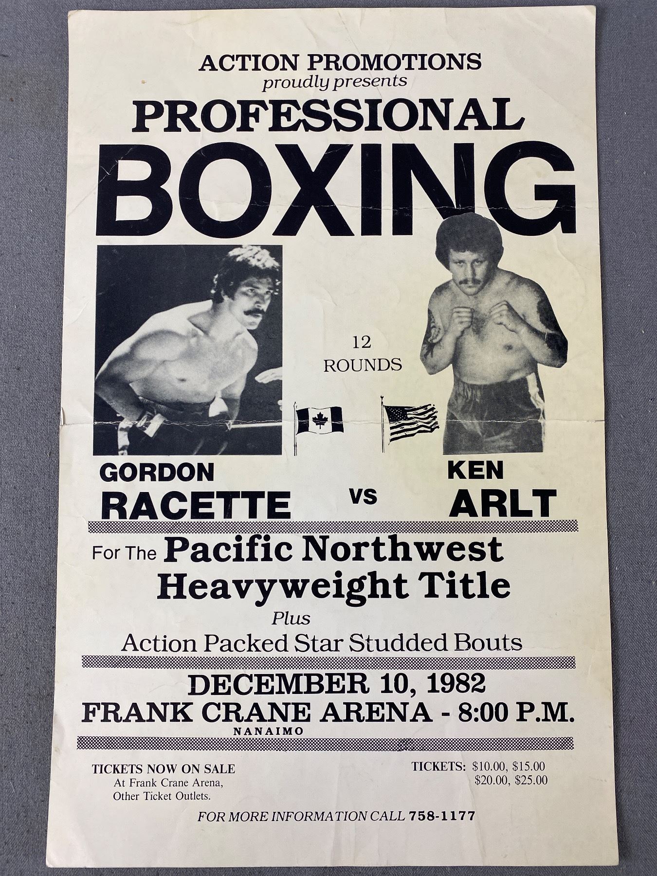 Gordon Racette Original 1982 Boxing Poster Gordon Racette Vs Ken arit & 1961 Golden ...