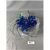 Image 1 : A 15" Dia Glass Swirl Dish + Handblown Glass Grapes Colbalt Blue