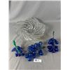 Image 2 : A 15" Dia Glass Swirl Dish + Handblown Glass Grapes Colbalt Blue
