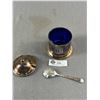 Image 8 : A Nice Lot of Vintage Colbalt Blue and Silver Plate Dishes and Shakers