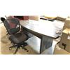 Image 2 : CHERRY DESK WITH A BUILT IN CABINET W/ SECOND TIER SHELF (60"W 21"D 43"H)
