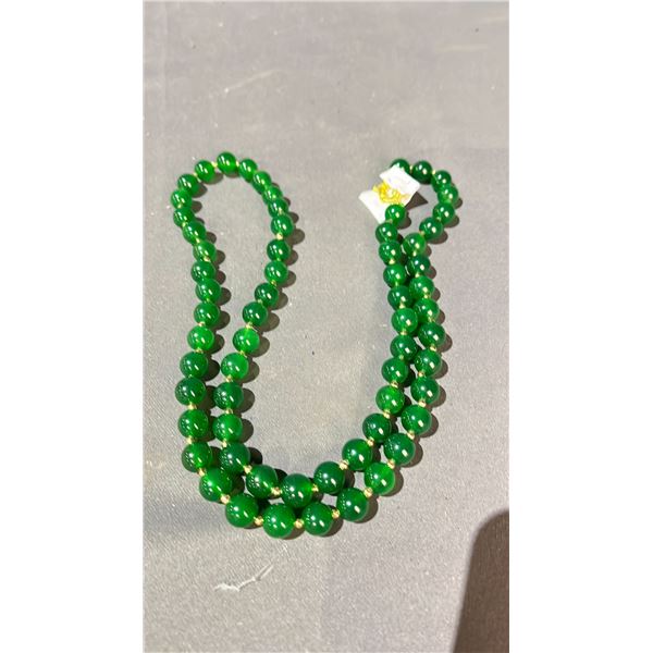 SPINACH GREEN JADEITE BEADED NECKLACE