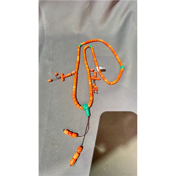 TIBETAN CORAL & TURQUOISE PRAYER NECKLACE