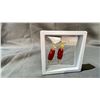 Image 2 : PAIR OF JAPANESE RED CORAL EARRINGS IN CASE