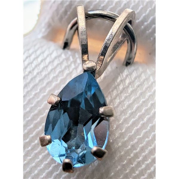 SILVER BLUE TOPAZ 6X4MM  PENDANT