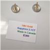 Image 2 : 10K YELLOW GOLD BLUE SAPPHIRE(3.1CT)  EARRINGS (~WEIGHT 1.24G)