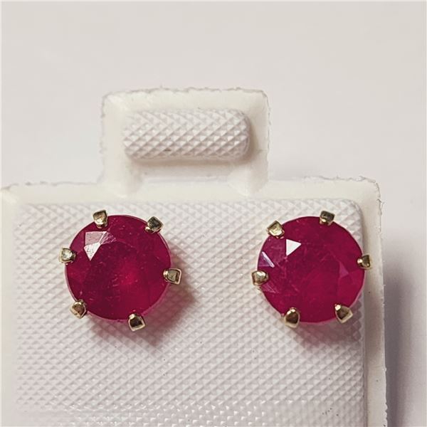 10K YELLOW GOLD RUBY(3.1CT)  EARRINGS (~WEIGHT 1.06G)