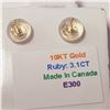 Image 2 : 10K YELLOW GOLD RUBY(3.1CT)  EARRINGS (~WEIGHT 1.06G)