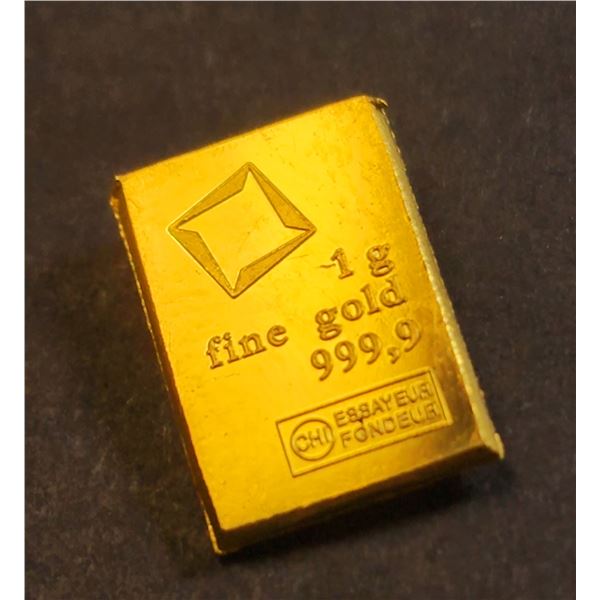 24K YELLOW GOLD FINE 9999 1G   BAR  *TAX EXEMPT*