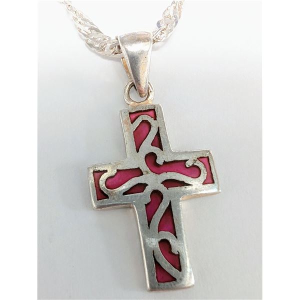 SILVER CROSS 22"   NECKLACE