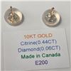 Image 2 : 10K YELLOW GOLD CITRINE(0.4CT) DIAMOND(0.06CT)  EARRINGS