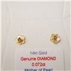 Image 1 : 14K YELLOW GOLD DIAMOND AND MOTHER OF PEARL 2IN1(0.072CT)  EARRINGS