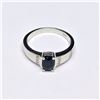 Image 2 : SILVER BLUE SAPPHIRE WHITE TOPAZ(0.9CT) RHODIUM PLATED  RING (~SIZE 7) (~WEIGHT 3.24G)