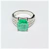 Image 2 : SILVER  EMERALD(4.05CT) RHODIUM PLATED  RING (~SIZE 7) (~WEIGHT 5.99G)