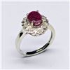 Image 1 : SILVER RUBY WHITE TOPAZ(1.8CT) RHODIUM PLATED RING (~SIZE 7)) (~WEIGHT 5.41G)