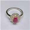 Image 2 : SILVER RUBY WHITE TOPAZ(1.8CT) RHODIUM PLATED RING (~SIZE 7)) (~WEIGHT 5.41G)