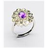 Image 1 : SILVER DIAMOND (1.10 CT.) AMETHYST(0.9CT) RHODIUM PLATED RING (~SIZE 7) (~WEIGHT 6.18G)