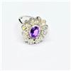 Image 2 : SILVER DIAMOND (1.10 CT.) AMETHYST(0.9CT) RHODIUM PLATED RING (~SIZE 7) (~WEIGHT 6.18G)