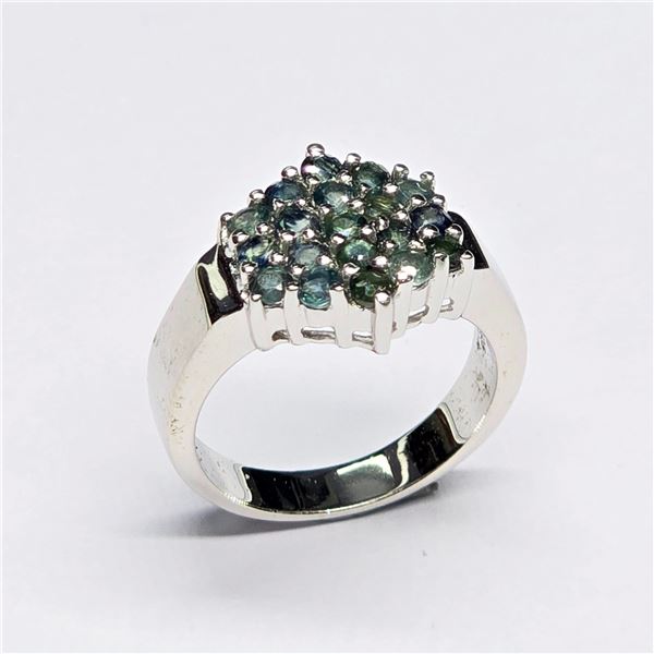 SILVER BLUE SAPPHIRE(2.9CT) RHODIUM PLATED RING (~SIZE 7) (~WEIGHT 5.84G)