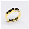 Image 1 : GOLD PLATED SILVER BLUE SAPPHIRE WHITE TOPAZ(1.4CT) GOLD RHODIUM PLATED RING (~SIZE 7) (~WEIGHT 3...