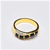 Image 2 : GOLD PLATED SILVER BLUE SAPPHIRE WHITE TOPAZ(1.4CT) GOLD RHODIUM PLATED RING (~SIZE 7) (~WEIGHT 3...