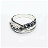 Image 2 : SILVER BLUE SAPPHIRE WHITE TOPAZ(2.9CT) RHODIUM PLATED RING (~SIZE 7) (~WEIGHT 4.33G)