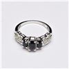 Image 2 : SILVER BLUE SAPPHIRE WHITE TOPAZ(1.35CT) RHODIUM PLATED RING (~SIZE 7) (~WEIGHT 3.26G)