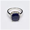 Image 2 : SILVER BLUE SAPPHIRE WHITE TOPAZ(3.6CT) RHODIUM PLATED RING (~SIZE 7) (~WEIGHT 4.12G)