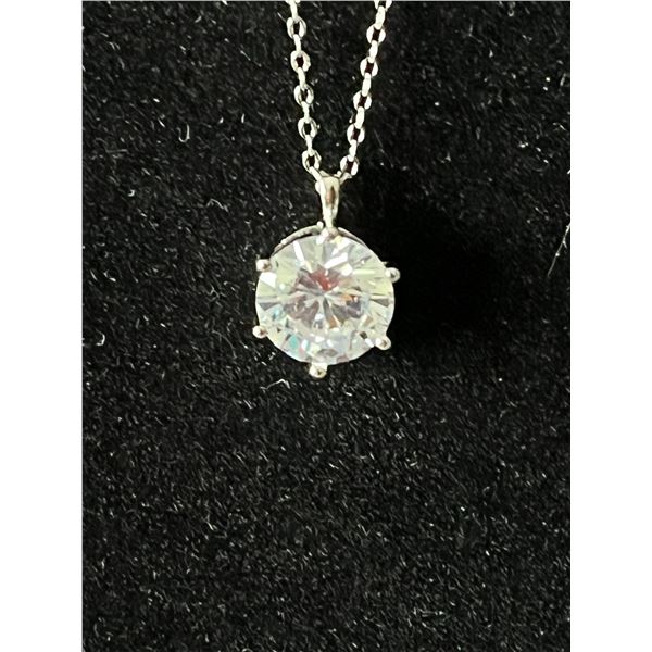 925S 4.0 CARAT LAB-CREATED WHITE SAPPHIRE SOLITAIRE NECKLACE, MOUNTED IN 925 STERLING SILVER