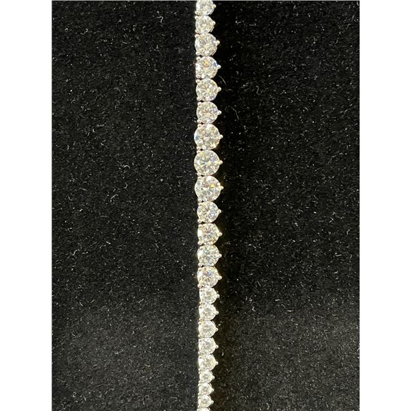 PLATINUM PLATED 6.0MM 3.0MM GRADUATED TENNIS BRACELET - ADJUSTABLE 6.75" - 7.5" LONG