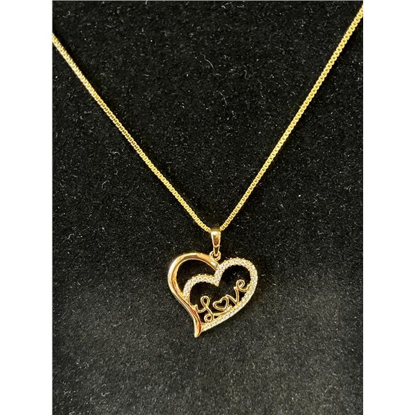 18K GOLD PLATED LOVE HEART NECKLACE - 17" LONG