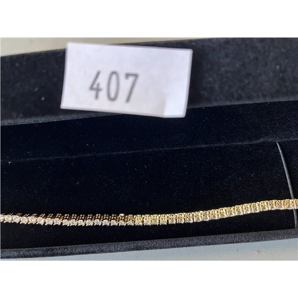 18K GOLD PLATED 3.0MM ROUND BRILLIANT CUT TENNIS BRACELET - ADJUSTABLE 7.0" - 7.5" LONG