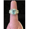 Image 1 : 625S 4.0 CARAT EMERALD CUT SWISS BLUE TOPAZ RING WITH BAGUETTE SIDESTONES, MOUNTED IN 925
