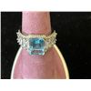 Image 2 : 625S 4.0 CARAT EMERALD CUT SWISS BLUE TOPAZ RING WITH BAGUETTE SIDESTONES, MOUNTED IN 925