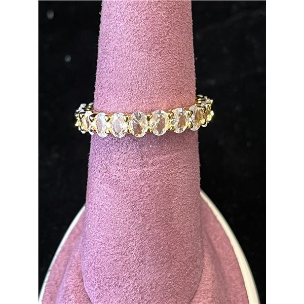 14K GOLD PLATED OVAL CUT LAB-CREATED ZIRCON ETERNITY RING - SIZE 7