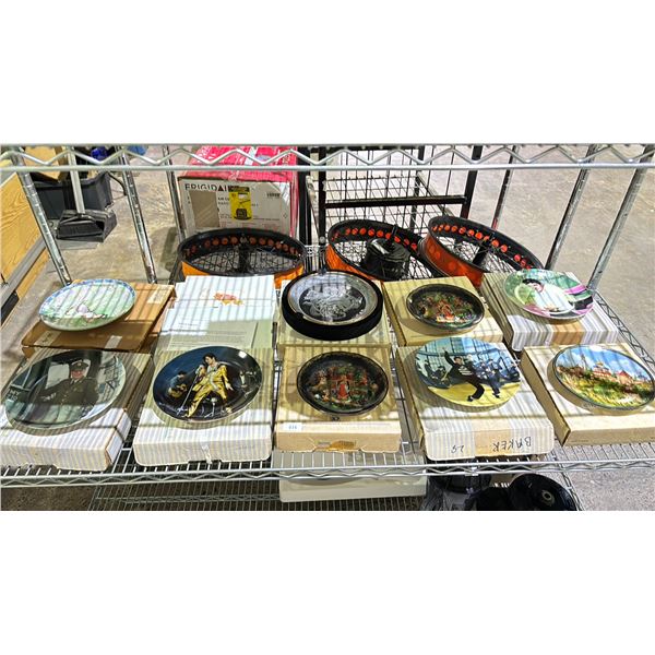 SHELF OF ASSORTED COLLECTIBLE PLATES & ARTWORK
