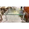 Image 2 : MODERN GLASS COFFEE TABLE 36" X 36" X 14" (SOME DAMAGE)