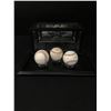 Image 1 : DON LARSEN, ENOS SLAUGHTER, JACK LEMON SIGNED HOF BASEBALLS IN DISPLAY BOX)