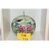 Image 1 : 9" LIDDED JAR W/BIRD & FLOWER MOTIF